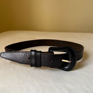 Vintage Black Leather Waist Belt Wide Buckle Casual Dress Classic‎ Boho 28